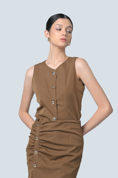 Boaz Sleeveless Top (Brown)