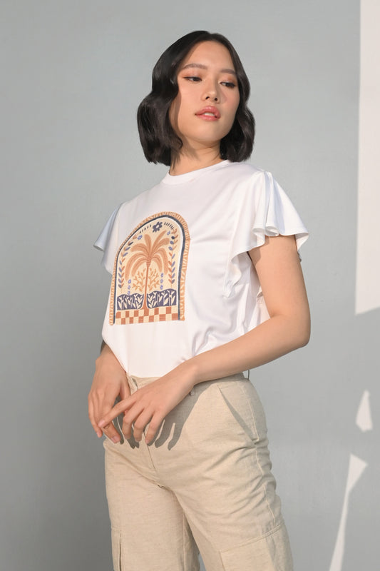 Caspian Short Sleeve Shirt Top (Offwhite)