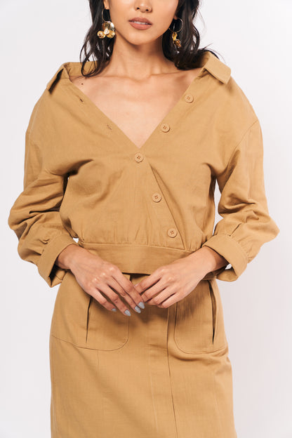 Complementary Crescencia Long Sleeve Top (Khaki)