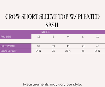 Archetype Refined Crow Short Sleeve Top W/ Pleated Sash (Black)