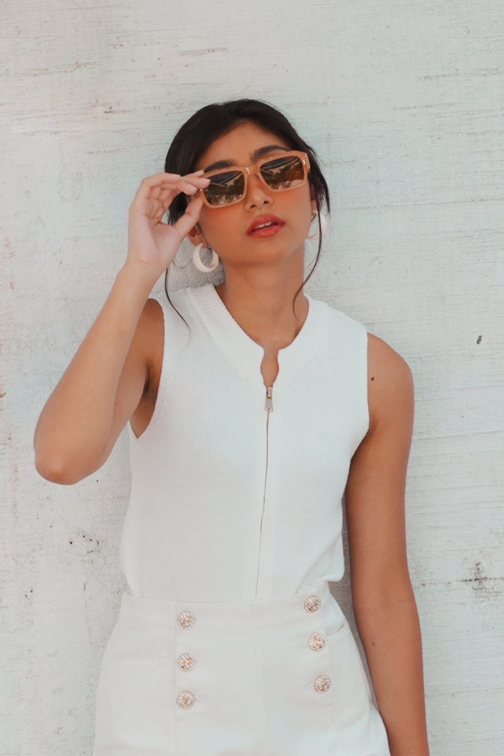 Cadillac Sleeveless Top (White)