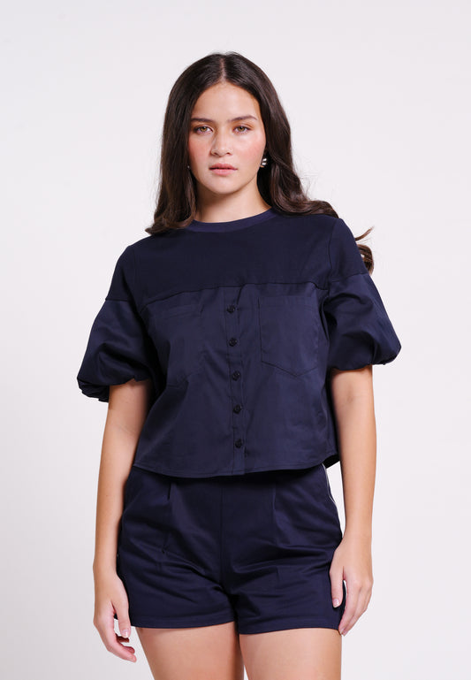 Brae Short Sleeve Top (Navy)