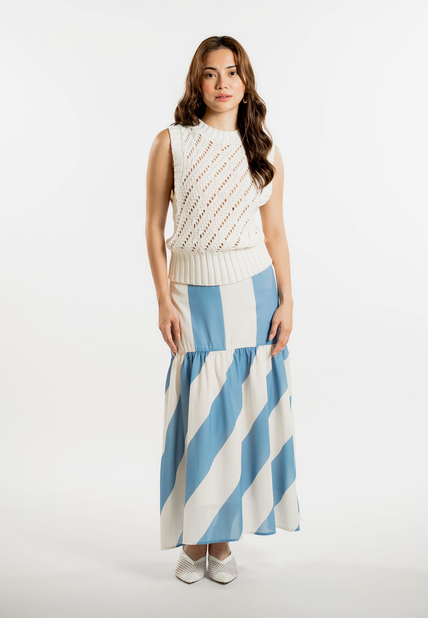 Raf Line Skirt (Striped Blue)