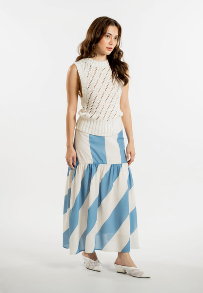 Raf Line Skirt (Striped Blue)