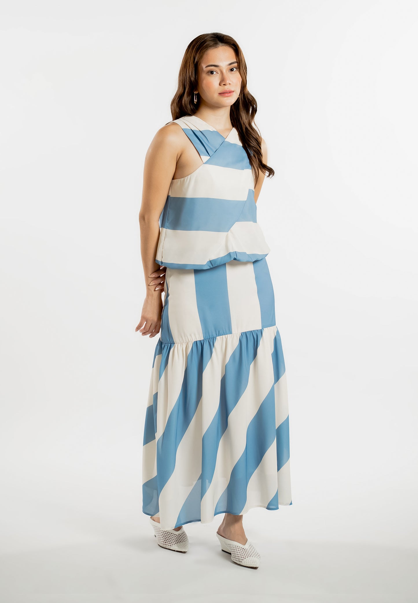 Raf Line Sleeveless Top (Striped Blue)