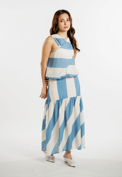 Raf Line Sleeveless Top (Striped Blue)