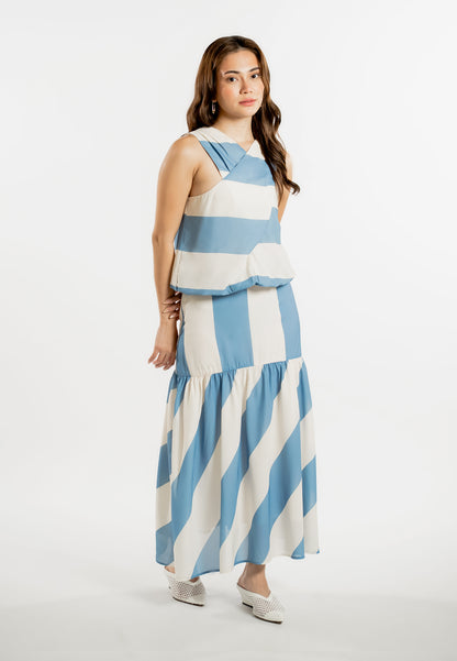 Raf Line Skirt (Striped Blue)