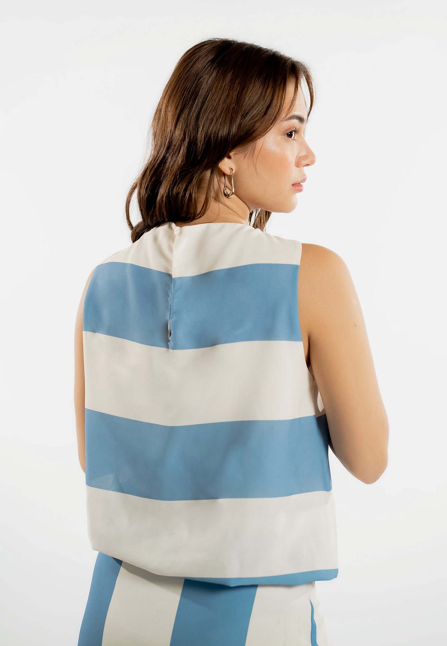 Raf Line Sleeveless Top (Striped Blue)