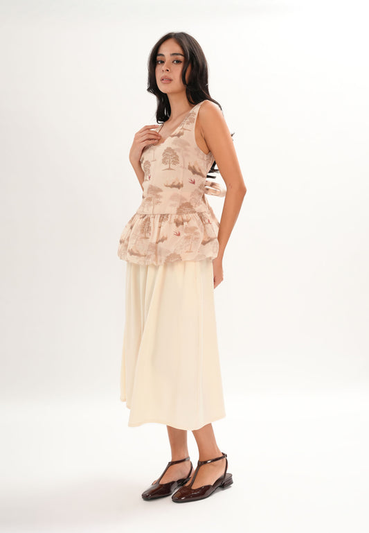 Famine Sleeveless Top (Printed Beige)