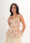 Famine Sleeveless Top (Printed Beige)