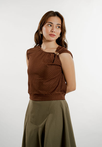 Elios Sleeveless Top (Brown)