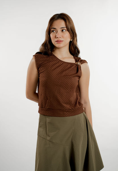 Elios Sleeveless Top (Brown)