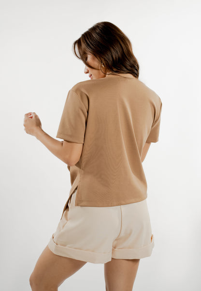 Elios Short Sleeve Top (Camel)