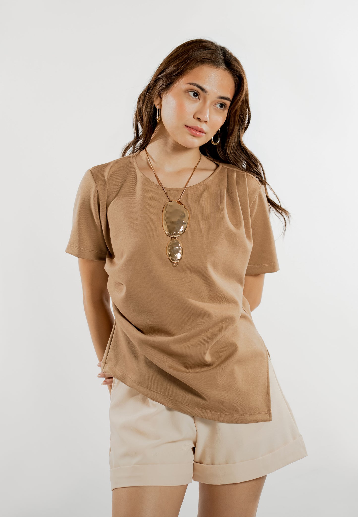 Elios Short Sleeve Top (Camel)