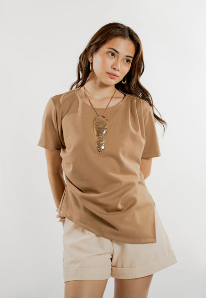 Elios Short Sleeve Top (Camel)