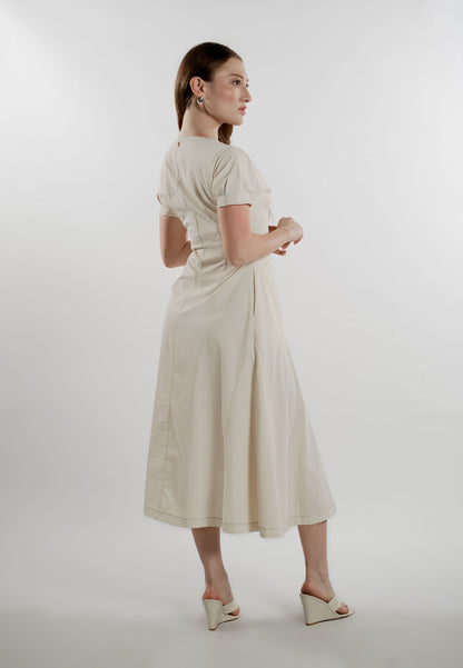 Elize Short Sleeve Dress (Cream)