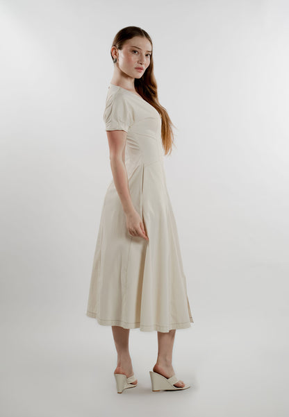 Elize Short Sleeve Dress (Cream)