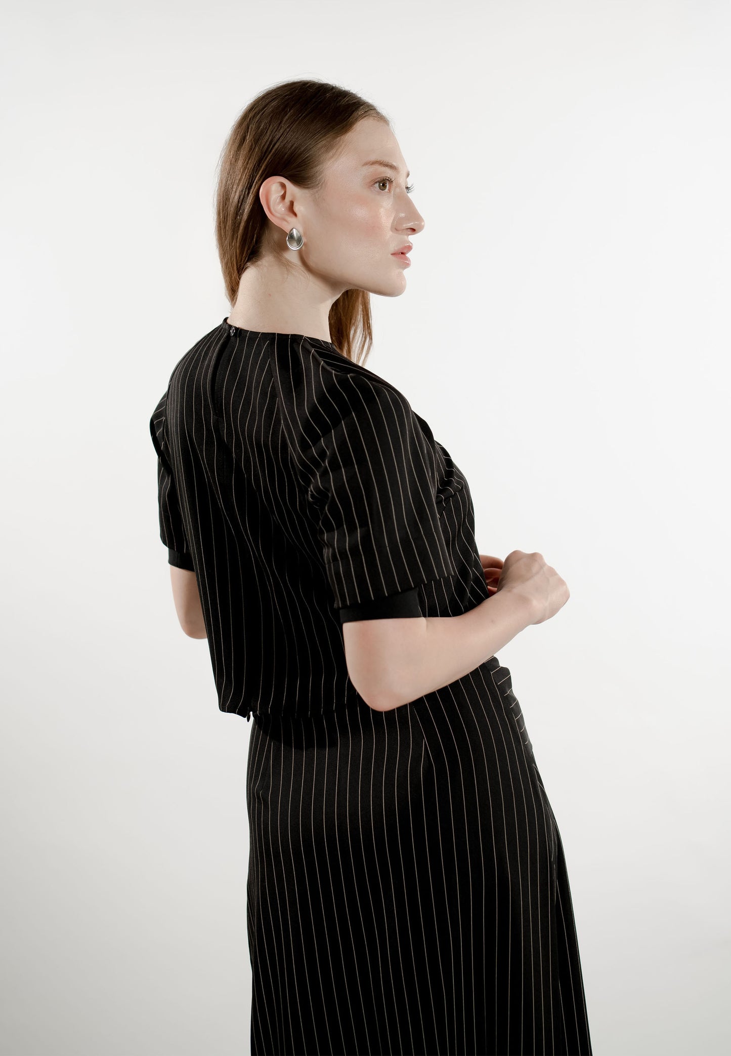 Emmi Quarter Sleeve Top (Striped Black)