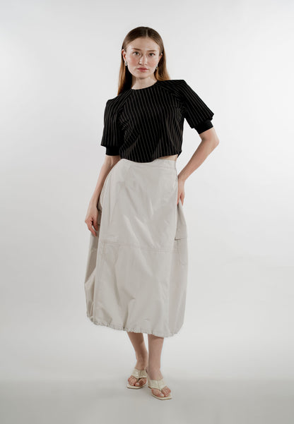 Emmi Quarter Sleeve Top (Striped Black)