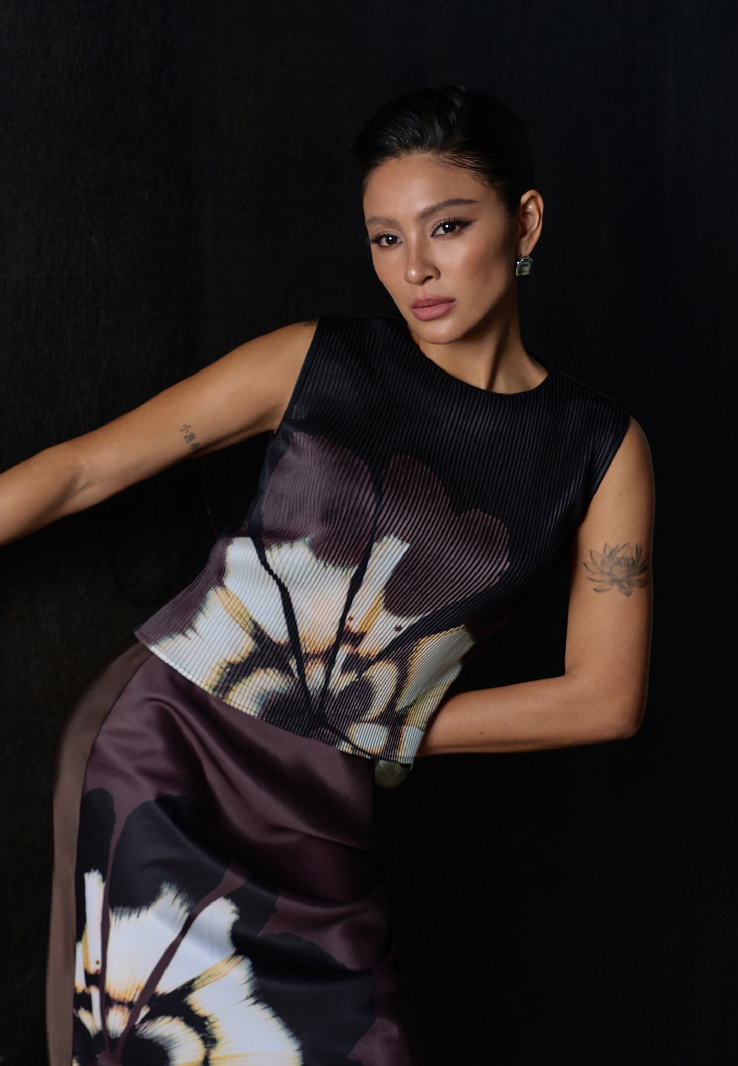 Erwyn Sleeveless Top (Spot Print Black)