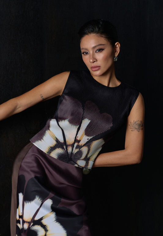 Erwyn Sleeveless Top (Spot Print Black)