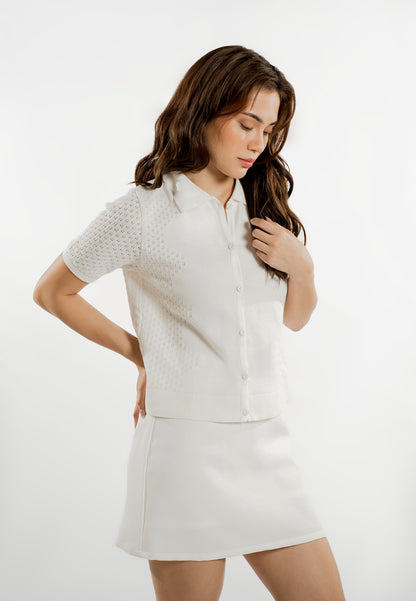 Evelina Short Sleeve Top (Offwhite )