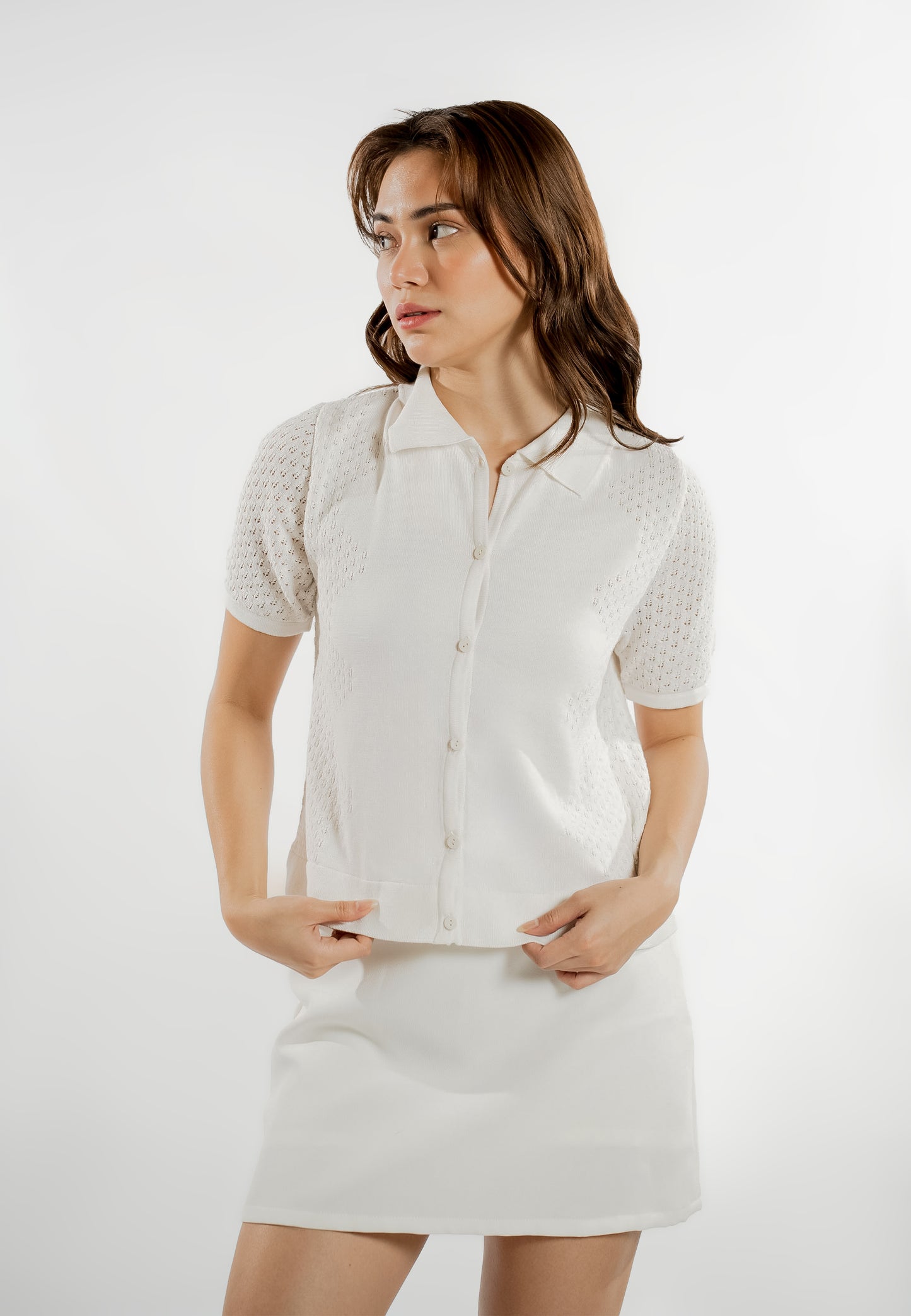 Evelina Short Sleeve Top (Offwhite )