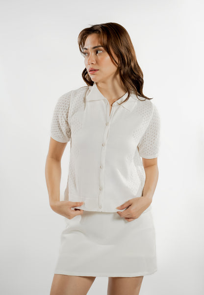 Evelina Short Sleeve Top (Offwhite )