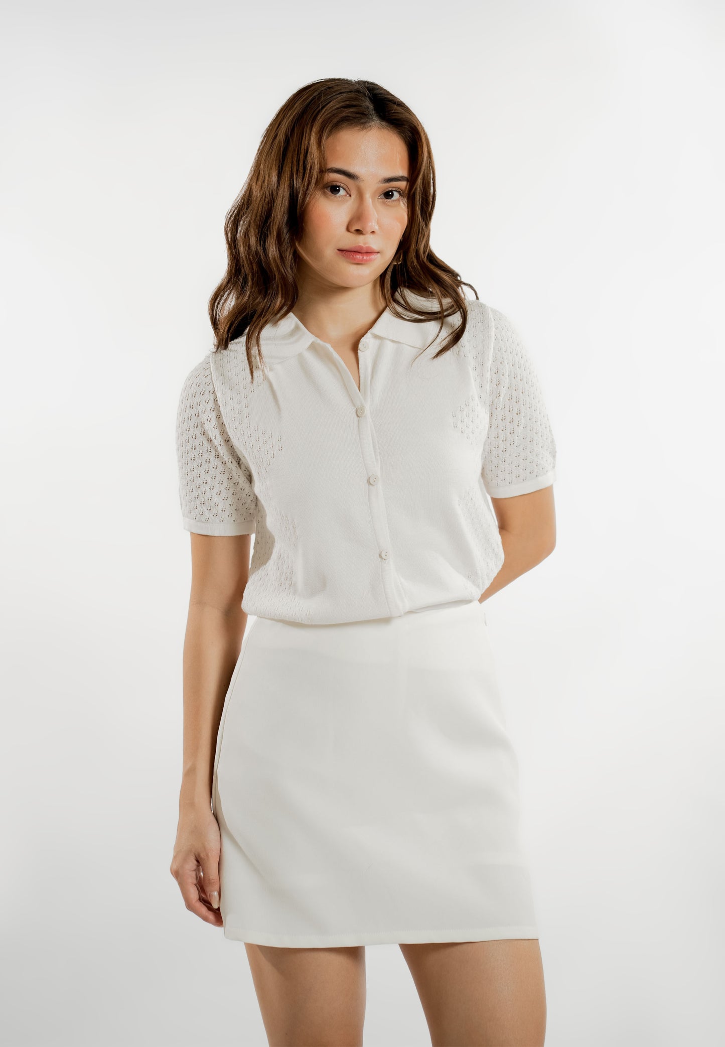 Evelina Short Sleeve Top (Offwhite )