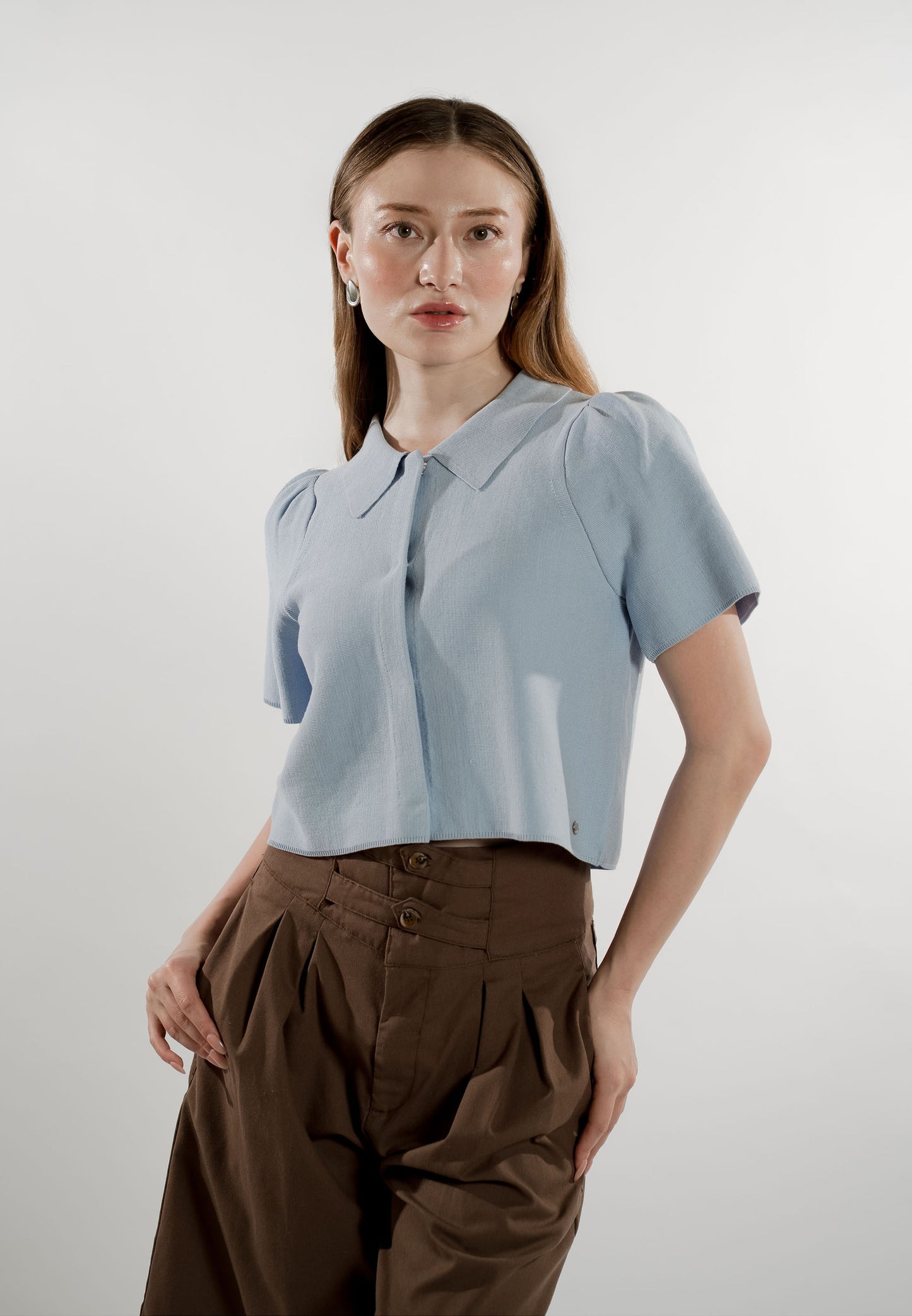 Evren Short Sleeve Top (Light Blue)