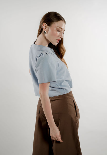 Evren Short Sleeve Top (Light Blue)