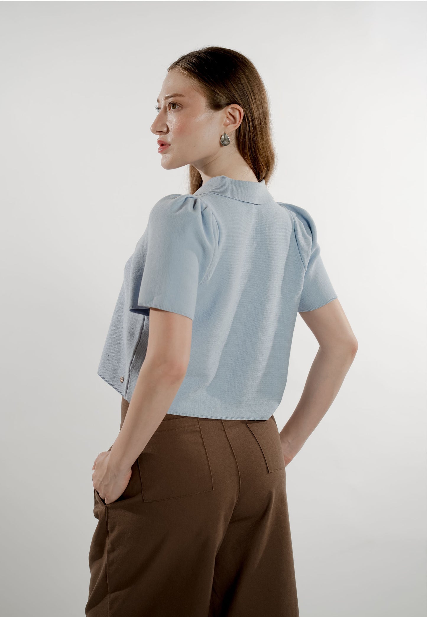 Evren Short Sleeve Top (Light Blue)
