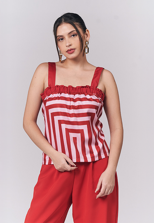 Ividia Sleeveless Top (Red/Pink)