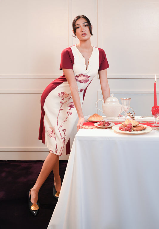 Femina The Mystic Short Sleeve Dress (Printed Beige)