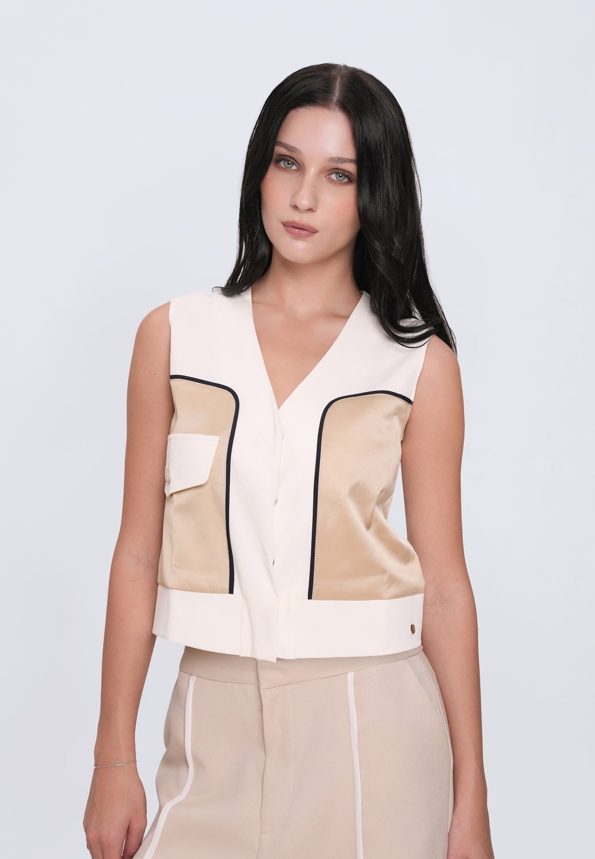 Hallaby Sleeveless Top (Cream)