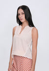 Hellena Sleeveless Top (Nude/White)