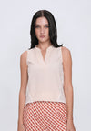 Hellena Sleeveless Top (Nude/White)