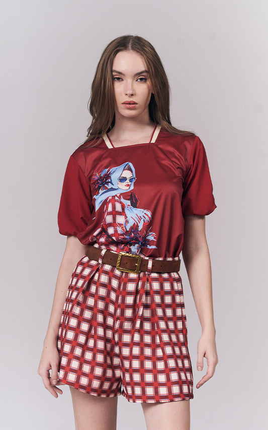 Idaly Short Sleeve Top (Red)