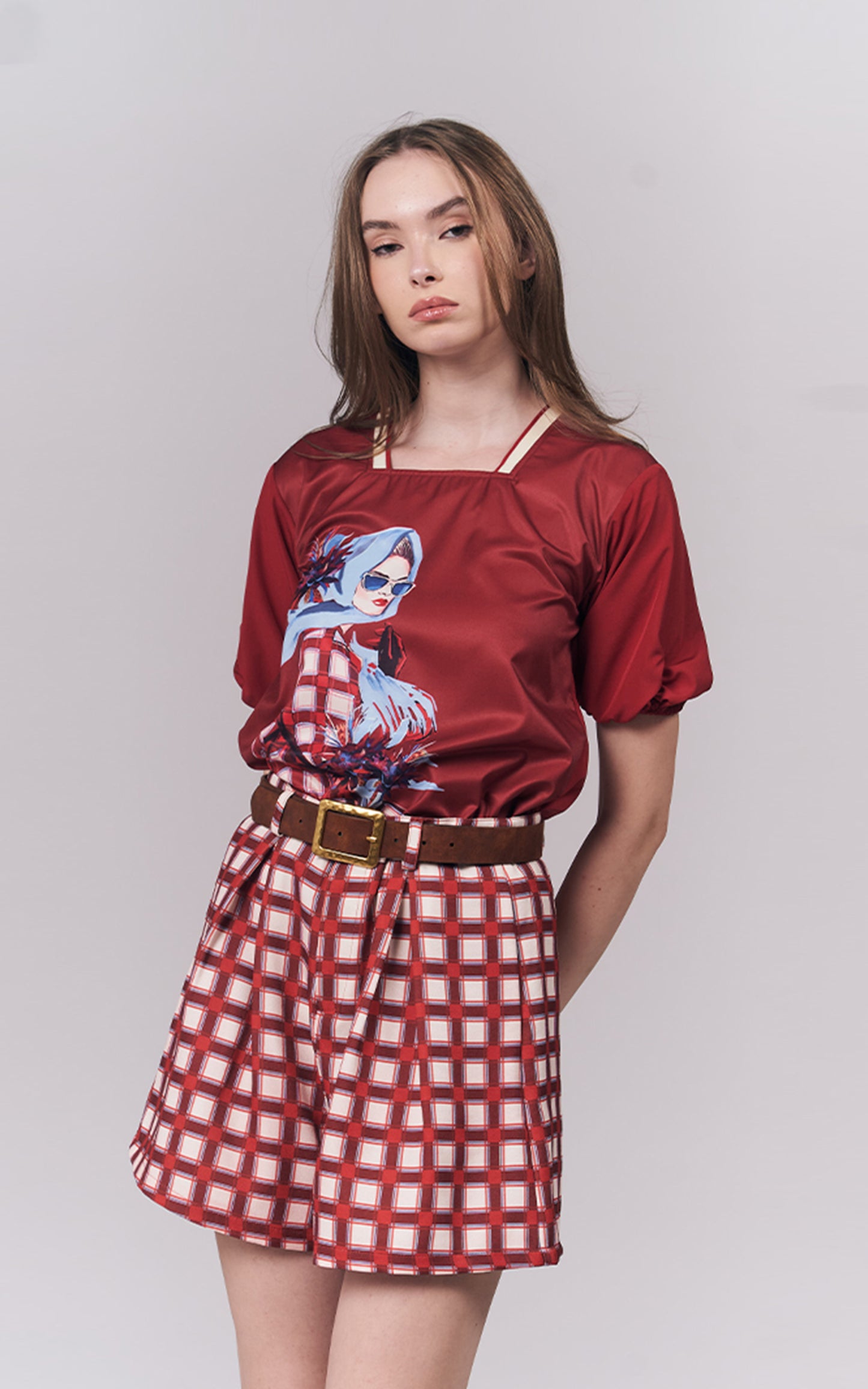 Idaly Short Sleeve Top (Red)