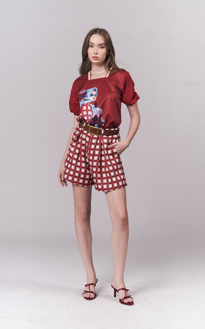 Idaly Short Sleeve Top (Red)