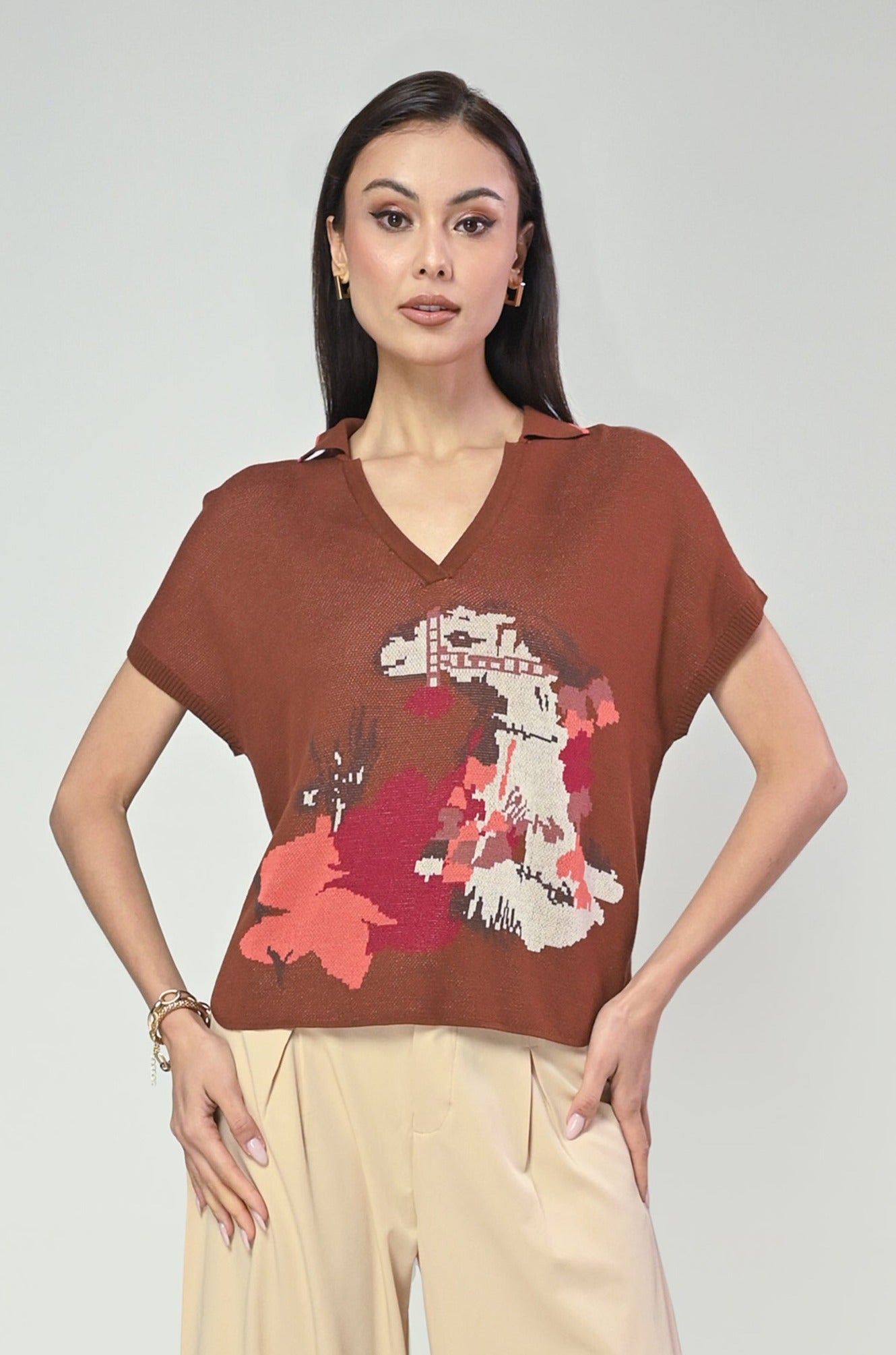 Terrain Ivie Short Sleeve Top (Rust)