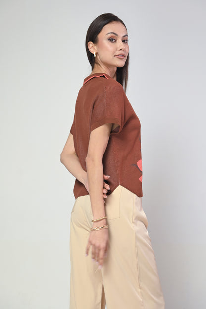 Terrain Ivie Short Sleeve Top (Rust)