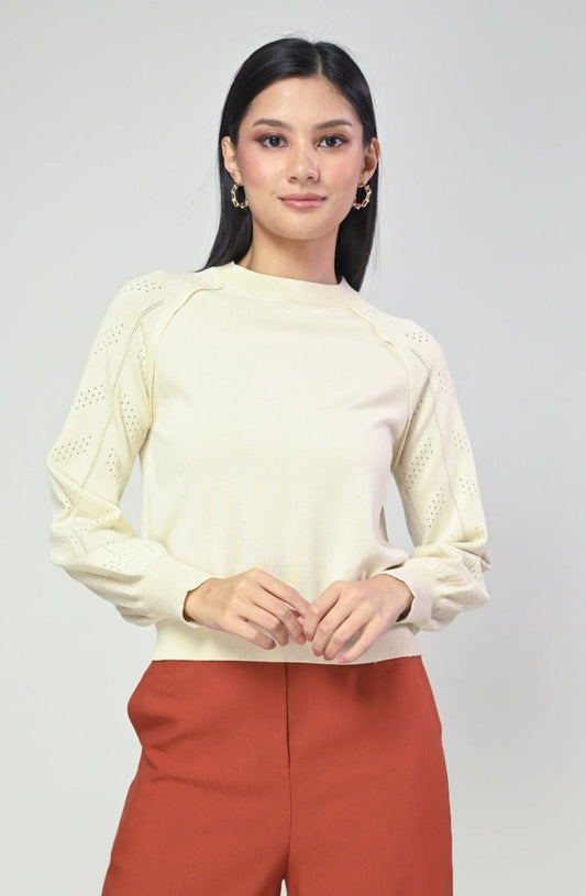 Terrain Ivorie Long Sleeve Sweatshirt Top (Beige)