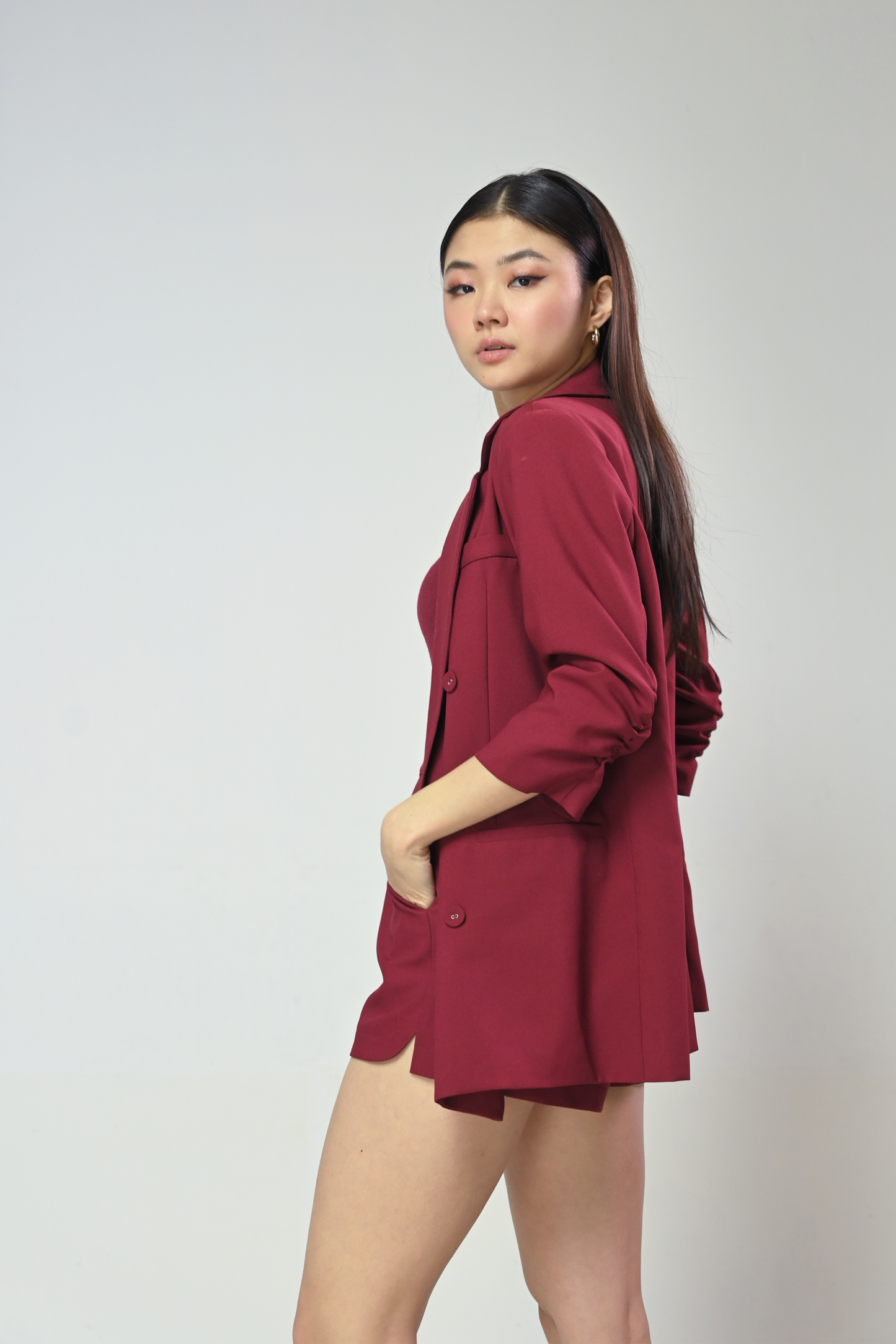 Terrain Itzelle Long Sleeve Blazer (Wine)