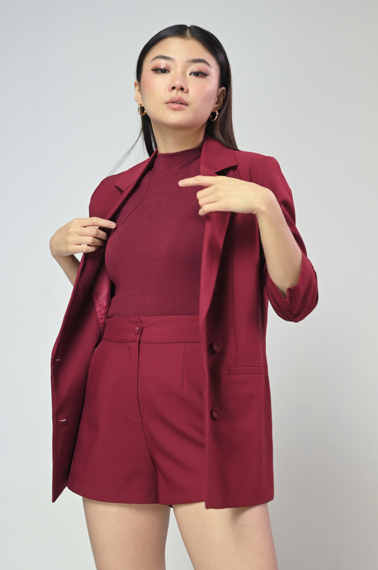 Terrain Itzelle Long Sleeve Blazer (Wine)