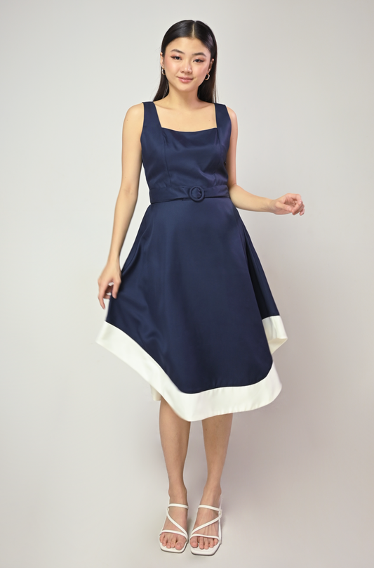 Terrain Ivor Sleeveless Dress W/ Belt (Navy/White)