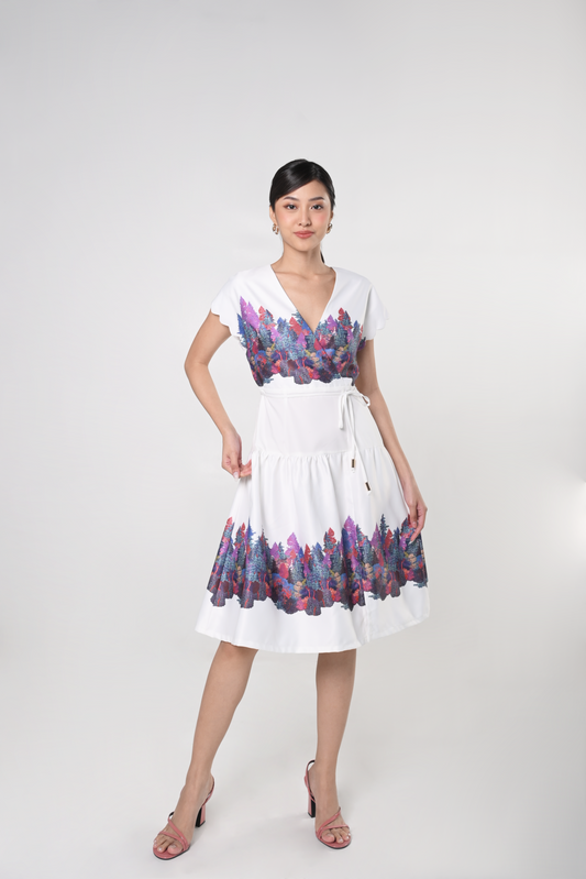 Secret Garden Jacey Short Sleeve Dress W/ Belt String  (Multi)