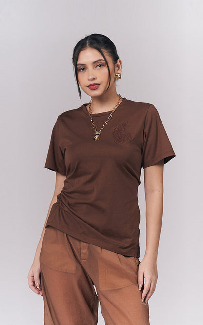 Jacey Short Sleeve Top (Brown)