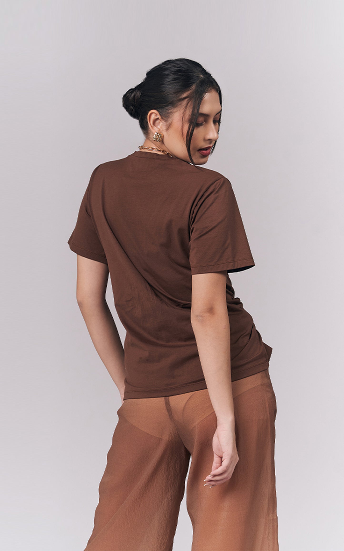 Jacey Short Sleeve Top (Brown)