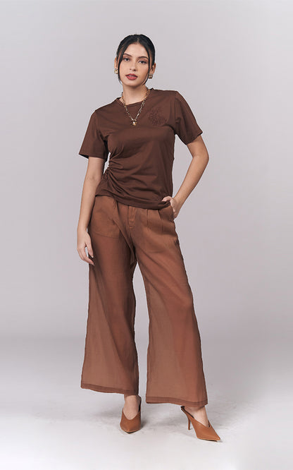 Jacey Short Sleeve Top (Brown)